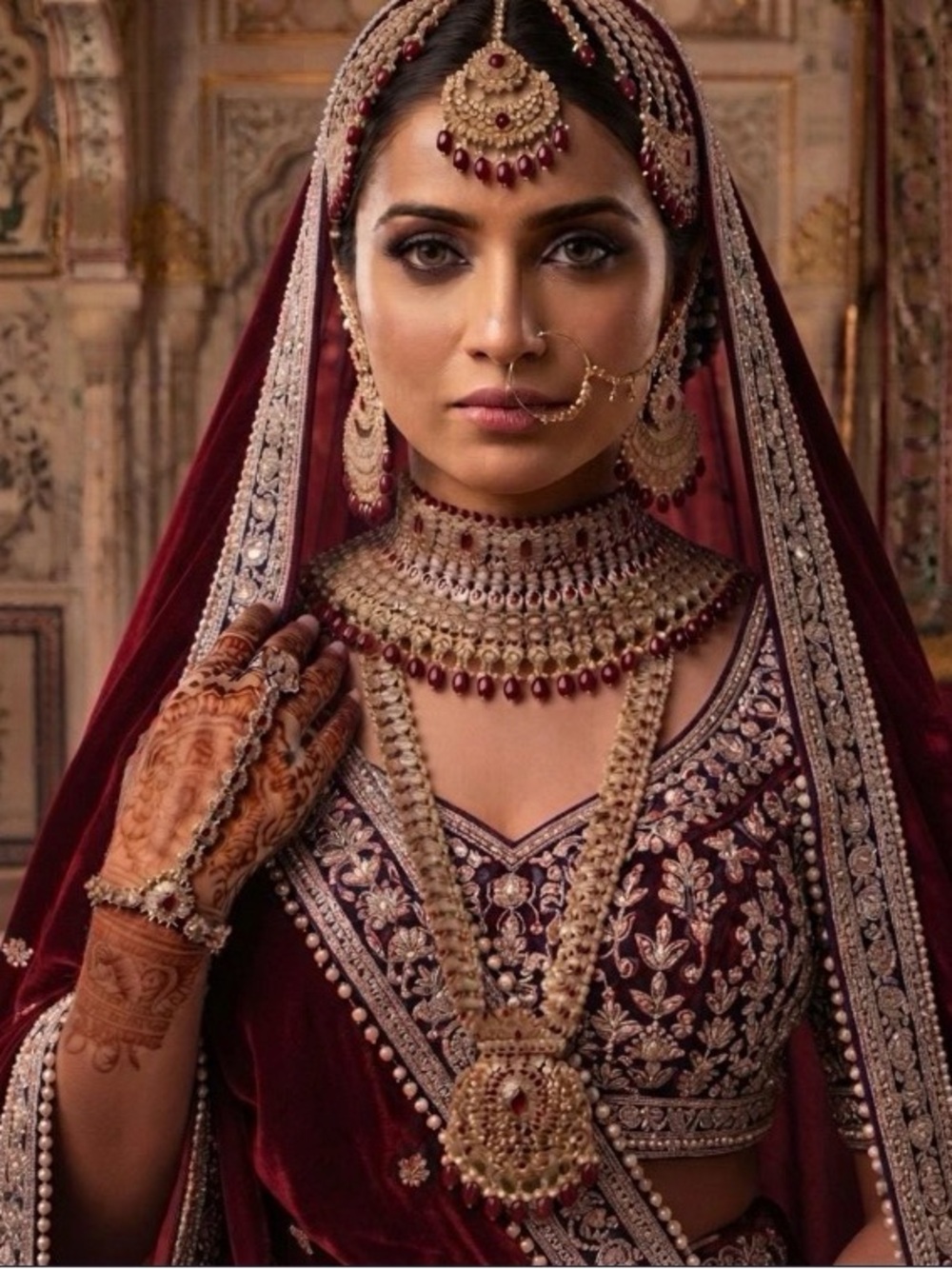 Indian Traditional Red Bridal Jewelry Set